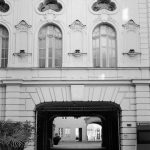black and white picture of building